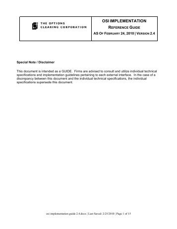 OSI Implementation Guide v2.4 - The Options Clearing Corporation