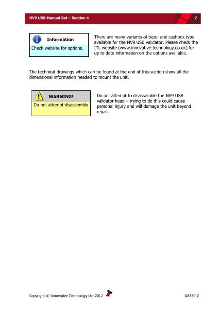 NV9 USB manual set - cover sheet - Sensis