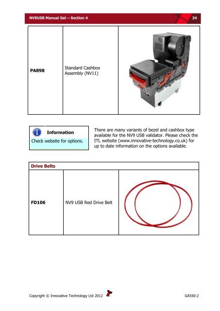 NV9 USB manual set - cover sheet - Sensis