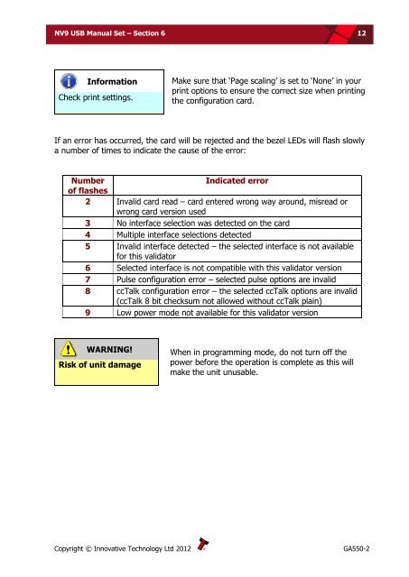 NV9 USB manual set - cover sheet - Sensis