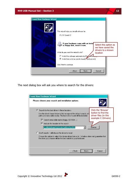 NV9 USB manual set - cover sheet - Sensis