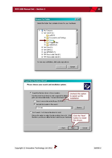 NV9 USB manual set - cover sheet - Sensis