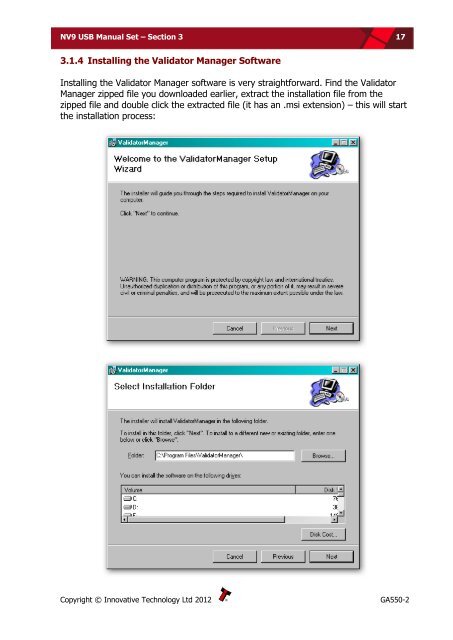 NV9 USB manual set - cover sheet - Sensis