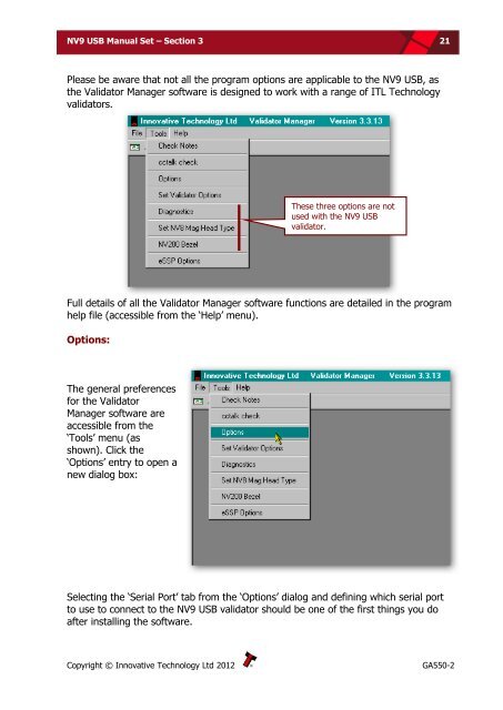 NV9 USB manual set - cover sheet - Sensis