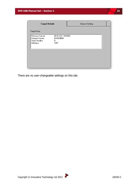 NV9 USB manual set - cover sheet - Sensis