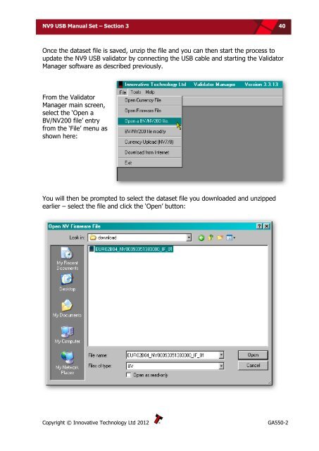 NV9 USB manual set - cover sheet - Sensis