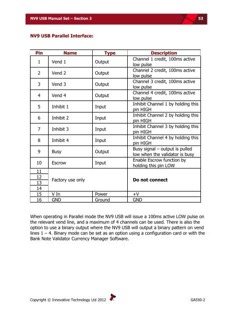 NV9 USB manual set - cover sheet - Sensis