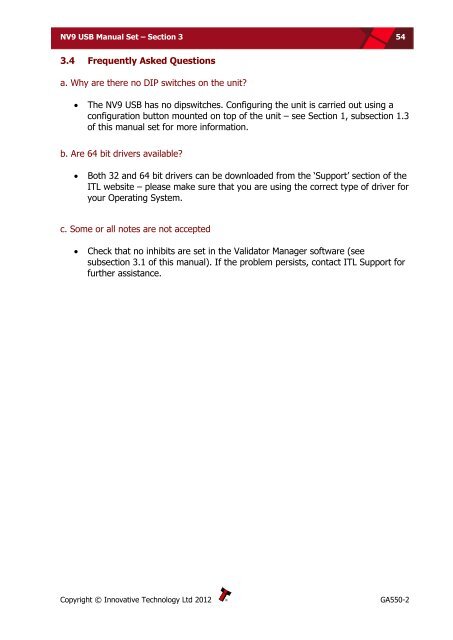 NV9 USB manual set - cover sheet - Sensis