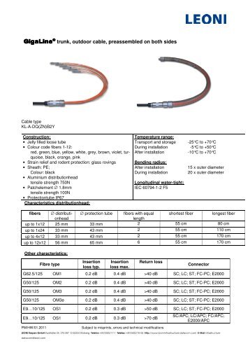 GigaLine ® Trunk A-DQ(ZN)B2Y - LEONI Infrastructure & Datacom