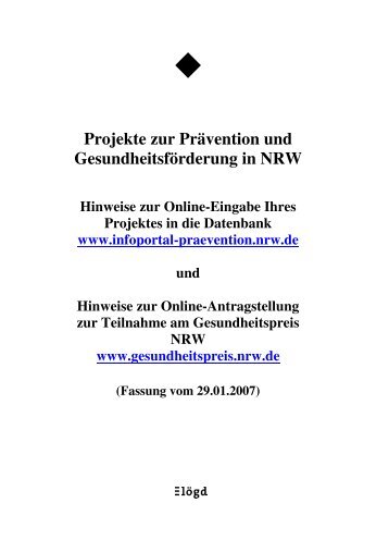 Projekte zur Prävention und Gesundheitsförderung in NRW