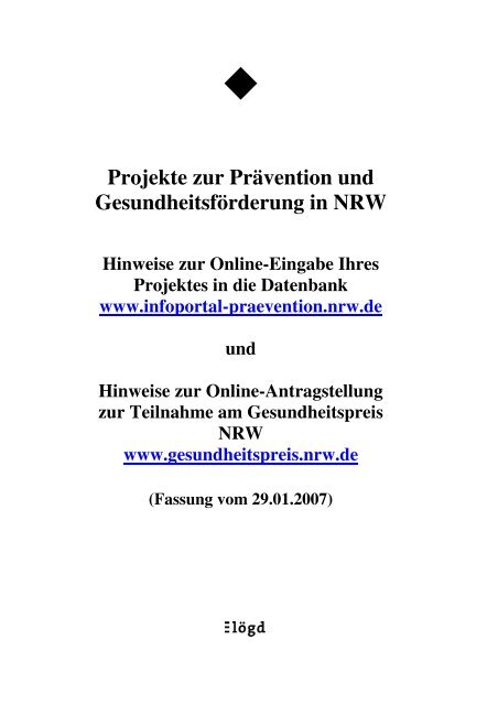 Projekte zur Prävention und Gesundheitsförderung in NRW