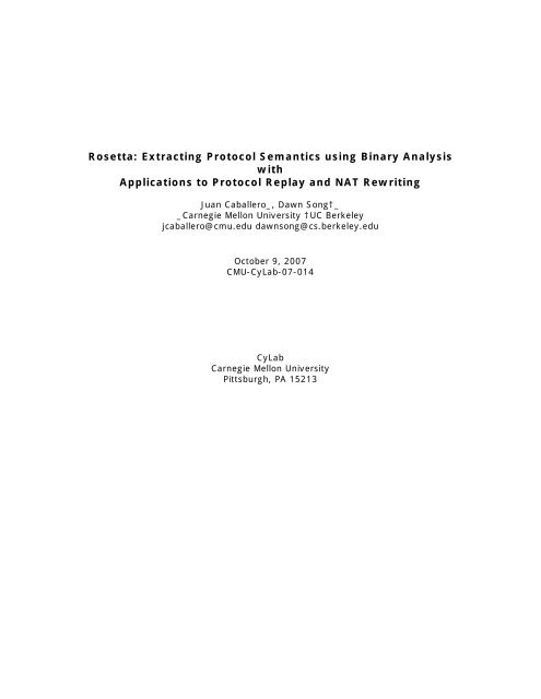 Rosetta: Extracting Protocol Semantics using Binary Analysis with ...