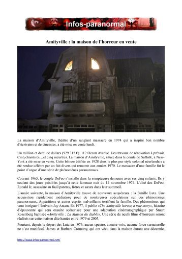 Amityville : la maison de l'horreur en vente - Infos-paranormal.net