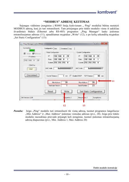 Ping module installation manual_LT - Komfovent