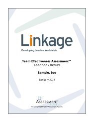 Team Effectiveness Assessment Feedback Results ... - Linkage, Inc.