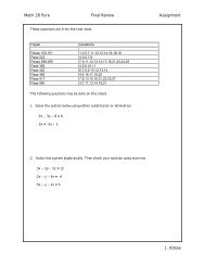 Math 20 Pure Final Review Assignment J. Kotow