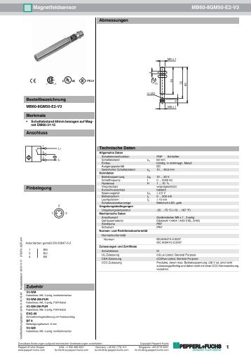 1 Magnetfeldsensor MB60-8GM50-E2-V3 - Pepperl+Fuchs