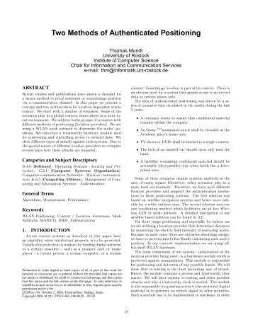 Two Methods of Authenticated Positioning