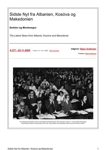 Sidste Nyt fra Albanien, KosÃ³va og Makedonien