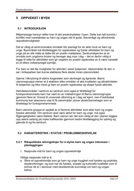 KOMMUNEDELPLAN FOR FREDRIKSTAD BYOMRÅDE 2011-2023 ...