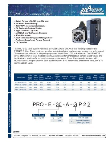 PRO - E - 30 - A - G P 2 2 - Anaheim Automation