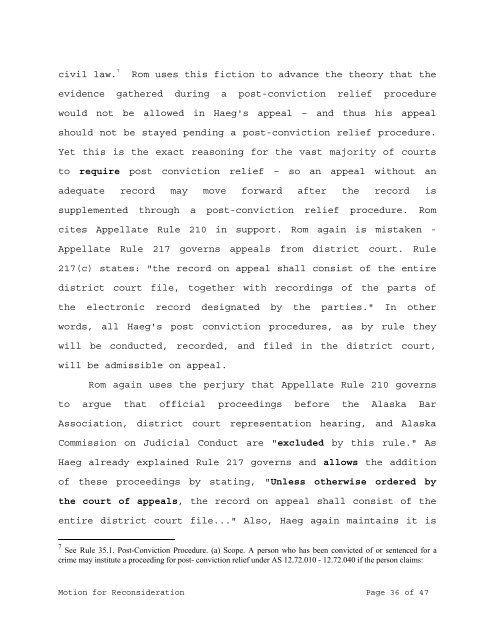112706-Motion for reconsideration - Alaska State of Corruption