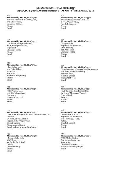 (permanent) members â as on 14th december, 2012