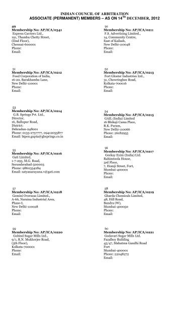 (permanent) members â as on 14th december, 2012