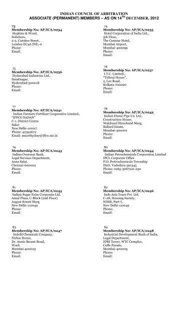 (permanent) members â as on 14th december, 2012