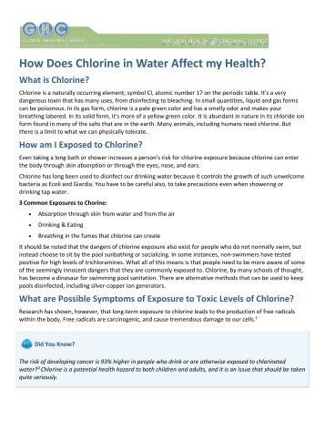 How Does Chlorine in Water Affect my Health? What is ... - BioRay