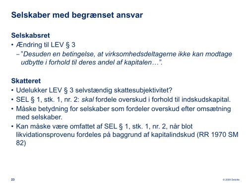 Skatteretlige konsekvenser af selskabsreformen - Corit Advisory