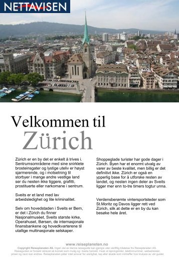 Zurich Reiseguide copyright www.reiseplaneten.no