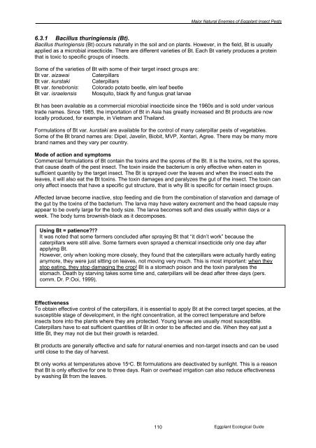 Eggplant Integrated Pest Management AN ECOLOGICAL GUIDE