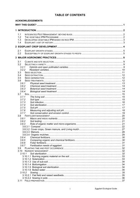 Eggplant Integrated Pest Management AN ECOLOGICAL GUIDE