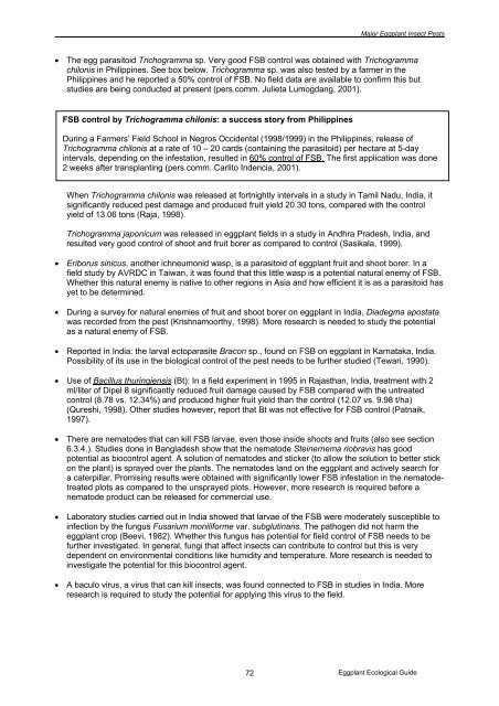 Eggplant Integrated Pest Management AN ECOLOGICAL GUIDE