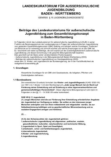 landeskuratorium fÃ¼r ausserschulische jugendbildung baden