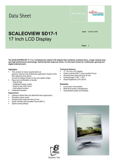 SCALEOVIEW SD17-1 17 Inch LCD Display - OCS