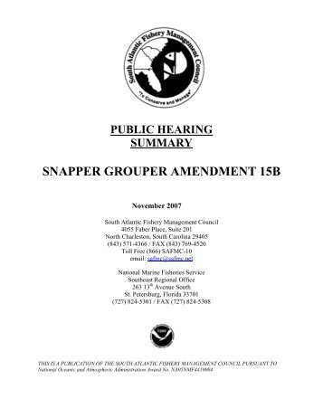 SNAPPER GROUPER AMENDMENT 15B - SAFMC.net