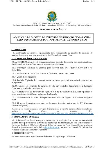 termo de referência aquisição de pacotes de extensão de serviços ...