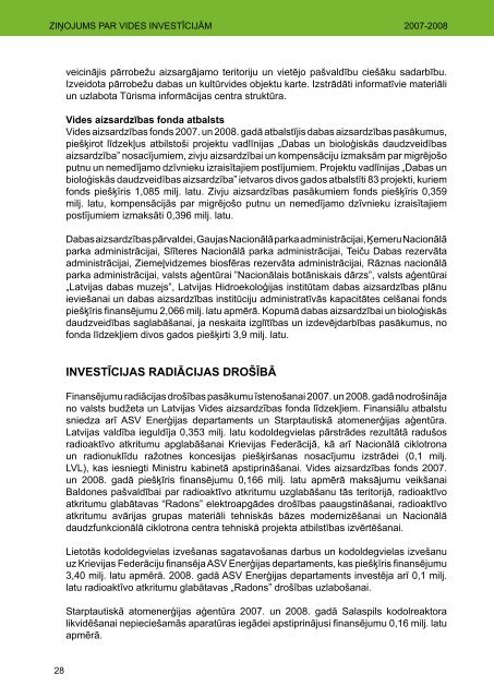 ZiÅojums par vides investÄ«cijÄm, 2007-2008 - Vides ministrija