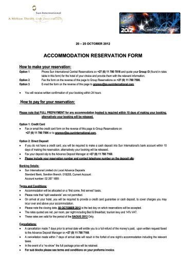 SAOUG 2012 - Reservation Form 1