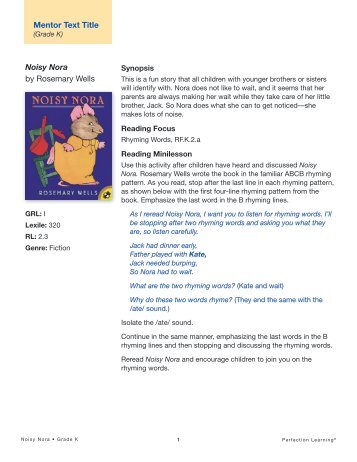 Mentor Text Title Noisy Nora by Rosemary Wells - Perfection Learning