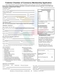 Fullerton Chamber of Commerce Membership Application