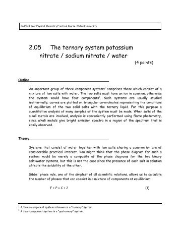 2.05 The Ternary System Potassium Nitrate / Sodium Nitrate