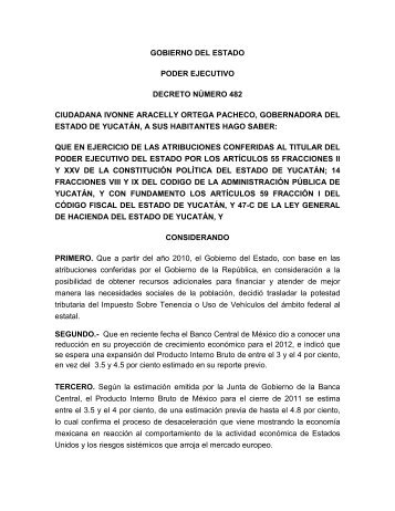 gobierno del estado poder ejecutivo decreto nÃƒÂºmero 482 ciudadana ...