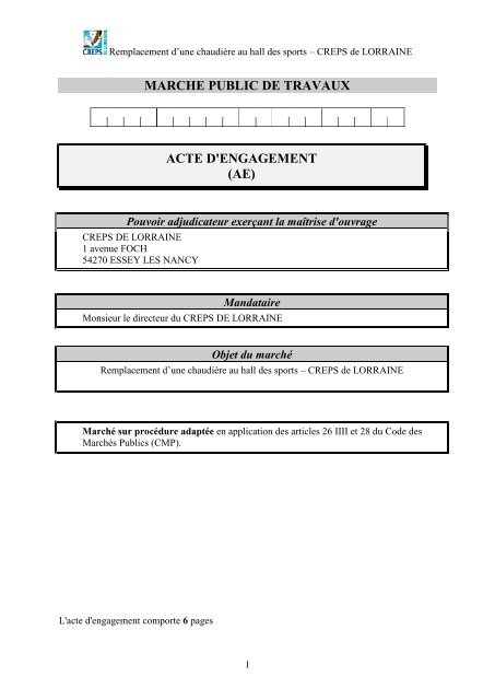 ACTE D ENGAGEMENT AE