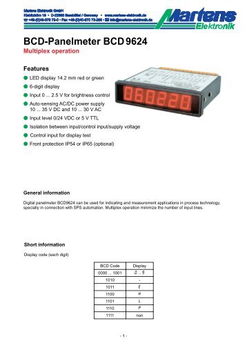 BCD9624-00- Prospekt - Martens Elektronik GmbH