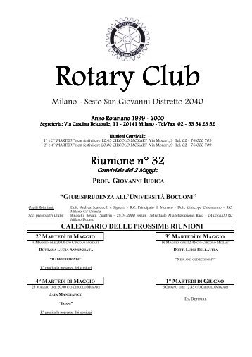 Notiziario n. 32 - Giurisprudenza alla Bocconi - Rotary Milano Porta ...