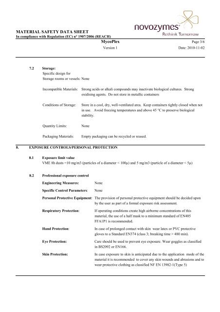 MATERIAL SAFETY DATA SHEET MycoPlex - Novozymes