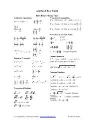Algebra Cheat Sheet ... - Pauls Online Math Notes
